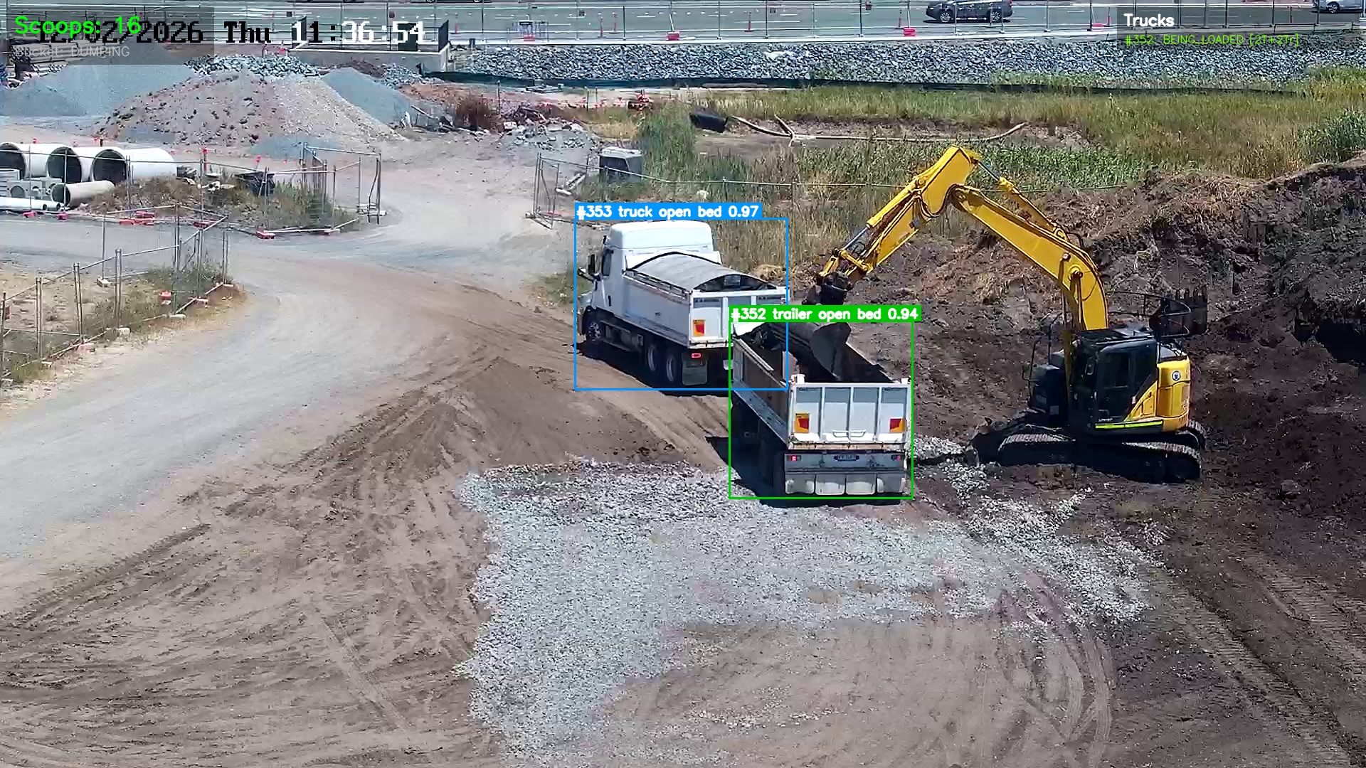 Live quarry camera feed with AI detection